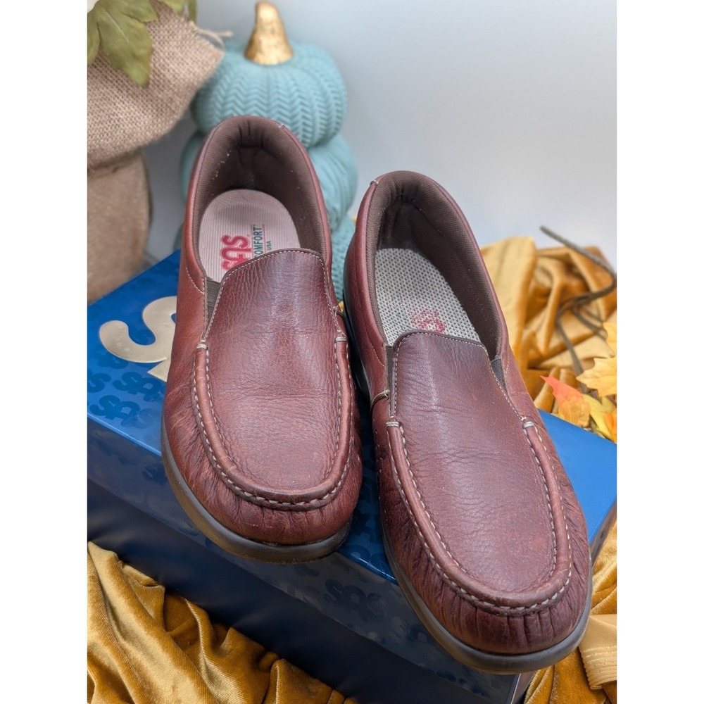 SAS Twin Womens Loafers 10 S Slim Mulch Brown Leather Tripad Comfort Shoes